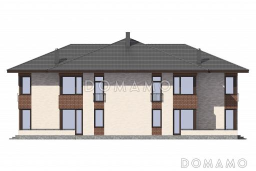 Проект двухэтажного дома-дуплекса из газобетона / Фасад 4