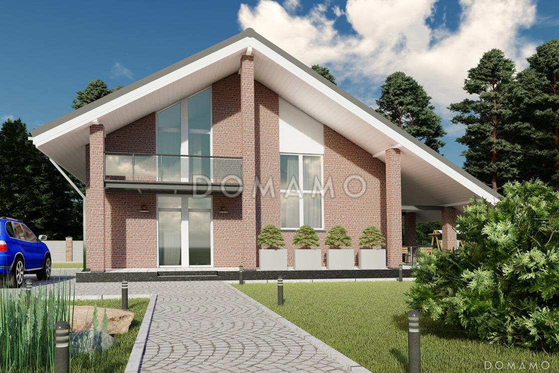 Проект дома с крытой террасой, спальней на первом этаже, балконом, вторым светом / 4