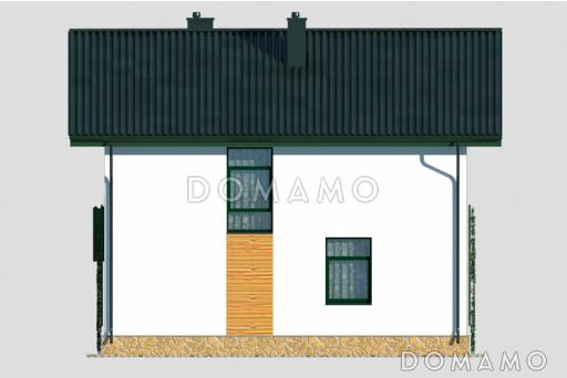 Проект компактного двухэтажного коттеджа с облицовкой входного фасада камнем / Фасад 3