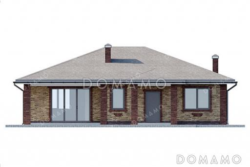 Проект одноэтажного дома с террасой и крыльцом / Фасад 3