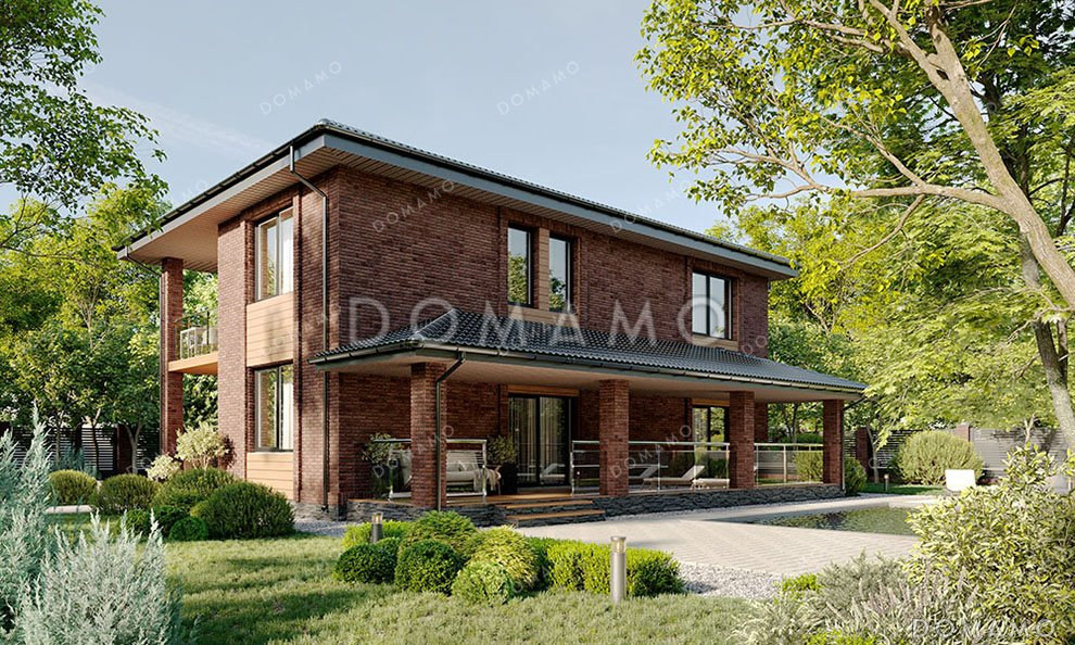 Проект двухэтажного дома с просторной террасой и тремя спальнями / 2