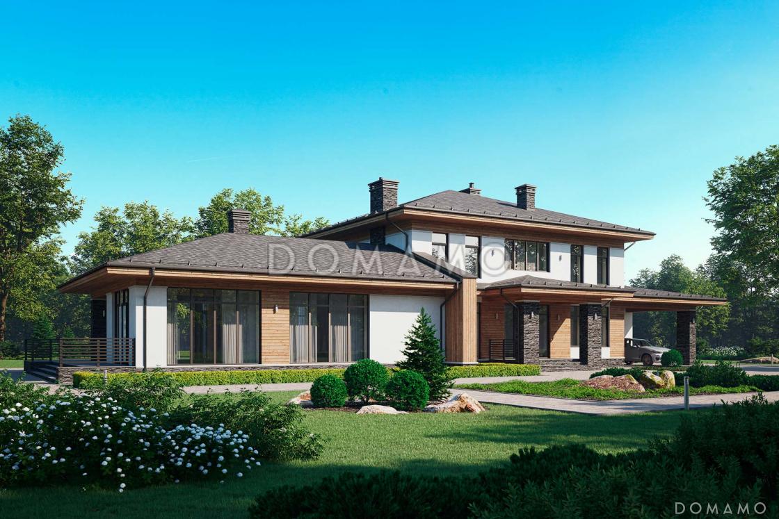 Проект особняка с 4 спальнями, спа-зоной, кинотеатром, верандой, навесом для авто / 2