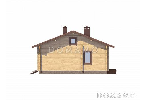 Проект дома из бруса с двумя спальнями и большой угловой террасой / Фасад 3