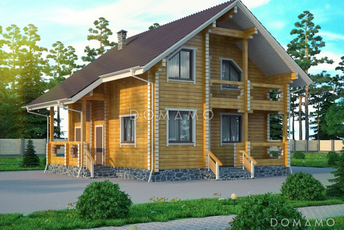 Проект дома из клееного бруса с санузлом на первом и втором этаже Проект дома из клееного бруса с санузлом на первом и втором этаже