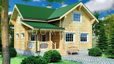 Проект дома из бревна с тремя просторными спальнями Проект дома из бревна с тремя просторными спальнями