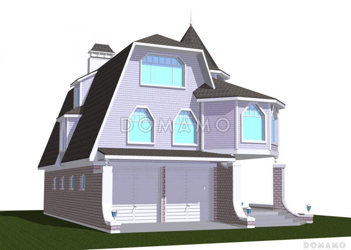 Проект большого коттеджа с башенкой, зимним садом и гаражом / 4