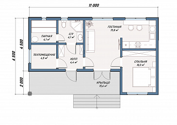 Каркасный дом "Эдисон" / План 1 этажа Каркасный дом "Эдисон" / План 1 этажа