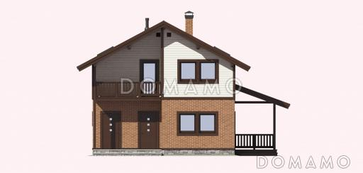Проект дома из газобетона с четырьмя спальнями / Входной фасад