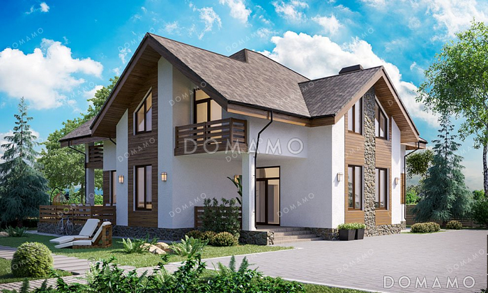 Проект одноэтажного дома с мансардой и террасой