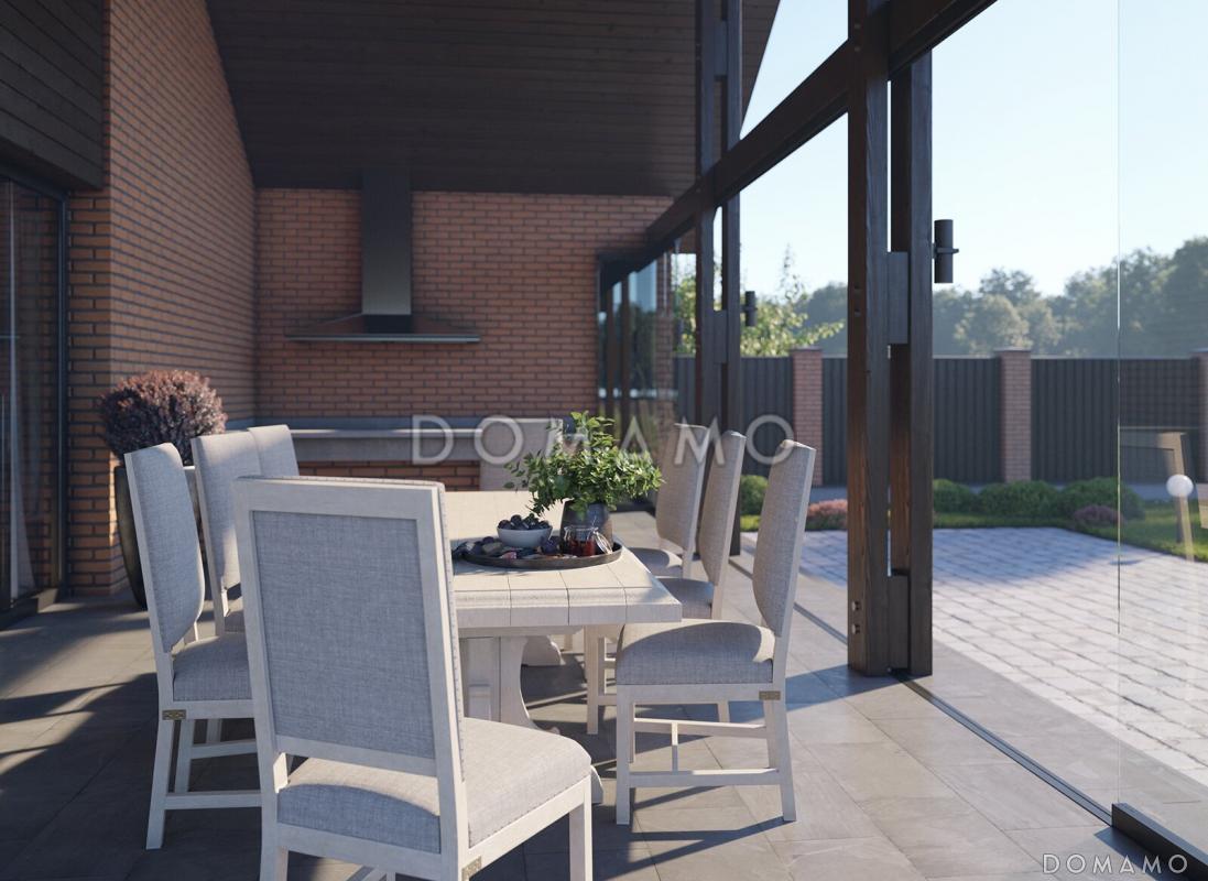 Проект каркасной беседки с крытой террасой барбекю, кухней и бильярдной / 8