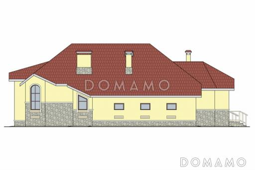 Проект одноэтажного дома из SIP панелей с гаражом чуть больше 200 кв. м / Фасад 1 Проект одноэтажного дома из SIP панелей с гаражом чуть больше 200 кв. м / Фасад 1