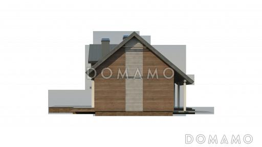 Проект одноэтажного мансардного дома из кирпича с гаражом и большим фронтонным окном / Фасад 1