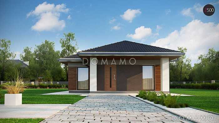 Проект простого комфортного одноэтажного дома из кирпича с тремя спальнями Проект простого комфортного одноэтажного дома из кирпича с тремя спальнями