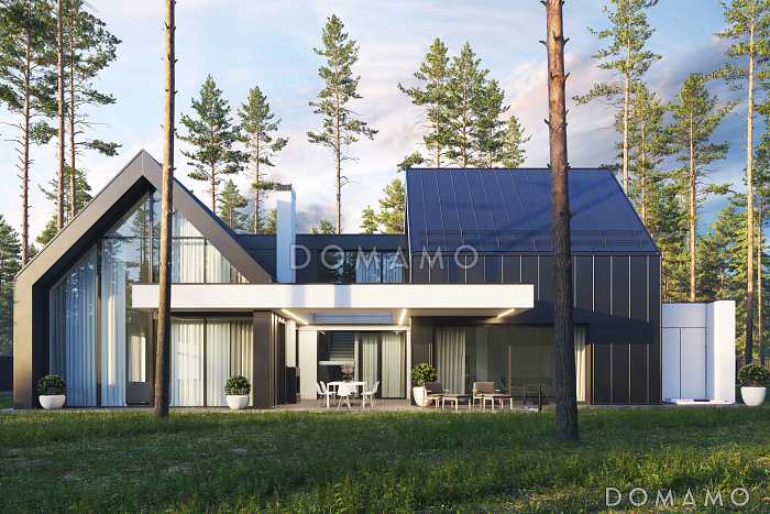 Проект дома с просторной дневной зоной, 4 спальнями, бассейном, сауной и джакузи на террасе Проект дома с просторной дневной зоной, 4 спальнями, бассейном, сауной и джакузи на террасе