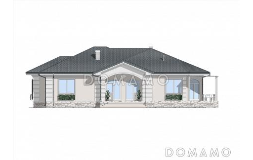 Проект одноэтажного дома из газобетона в классическом стиле / Фасад 1