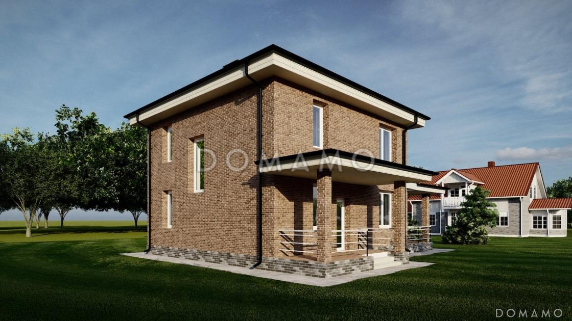 Проект двухэтажного дома с четырьмя спальнями и большой крытой террасой / 3