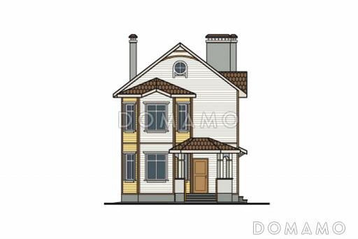 Проект дома из пенобетона для узкого участка / Фасад 3