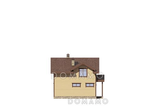 Проект дома с гостевой на первом этаже, гостиной с кухней-столовой, крытой террасой, кладовой в эркере мансардного этажа / Фасад 4