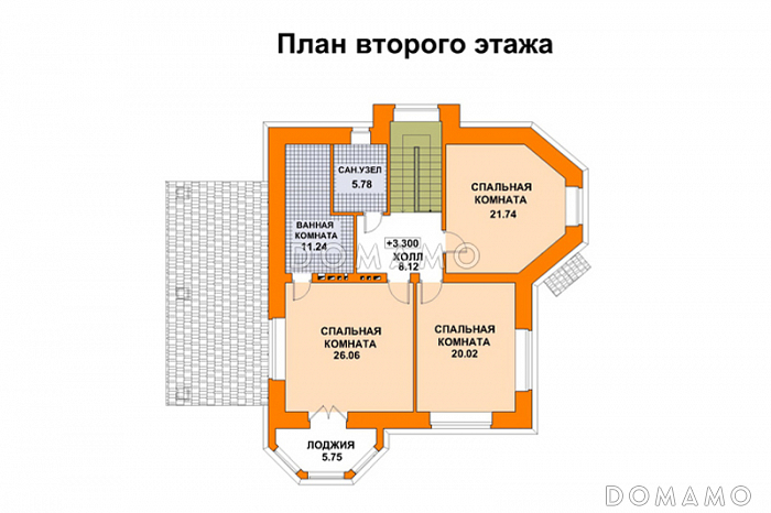 Проект кирпичного дома с многощипцовой крышей / План мансардного этажа Проект кирпичного дома с многощипцовой крышей / План мансардного этажа