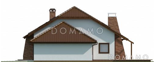 Проект одноэтажного мансардного дома из кирпича с кабинетом, тремя спальнями и гаражом / Фасад 2