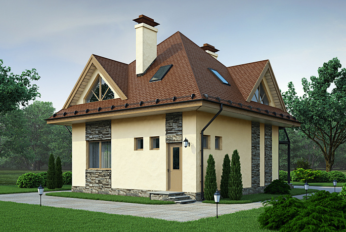 Проект небольшого дома с большими окнами