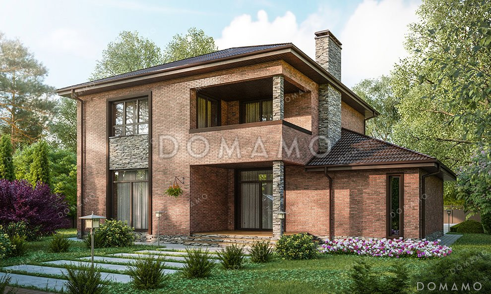 Проект двухэтажного дома с террасой и гаражом / 2