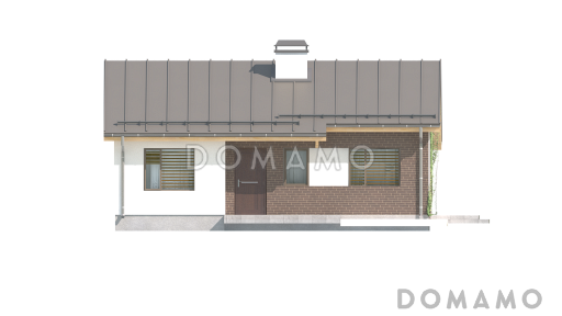 Проект компактного одноэтажного дома небольшой площади из кирпича с двумя спальнями / Фасад 4