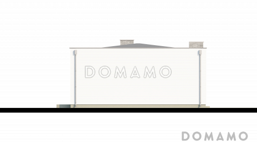 Проект современного одноэтажного дома с плоской крышей из кирпича с тремя спальнями и просторной гостиной с высокими потолками / Фасад 2
