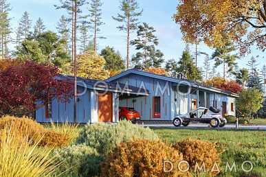 Проект дома в скандинавском стиле с 3 спальнями и барбекю на террасе