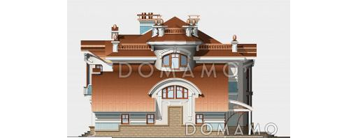 Проект жилого дома с большим бассейном с выходом на террасу / Фасад 2