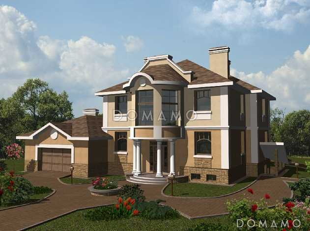 Проект дома с гаражом на два автомобиля, бассейном и небольшой террасой Проект дома с гаражом на два автомобиля, бассейном и небольшой террасой