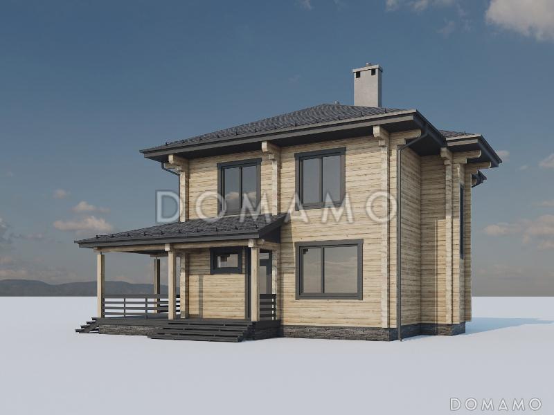 Проект двухэтажного дома из бруса с четырьмя спальнями, кабинетом и крытой террасой / 4