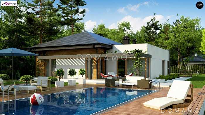 Проект просторного одноэтажного дома из газобетона с тремя спальнями и двухместным гаражом