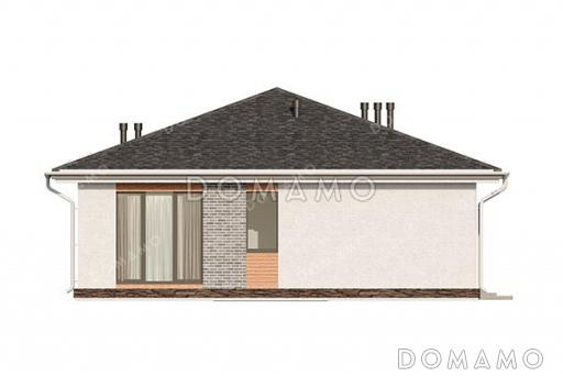 Проект современного загородного дома с комфортной террасой и тремя спальнями / Фасад 2