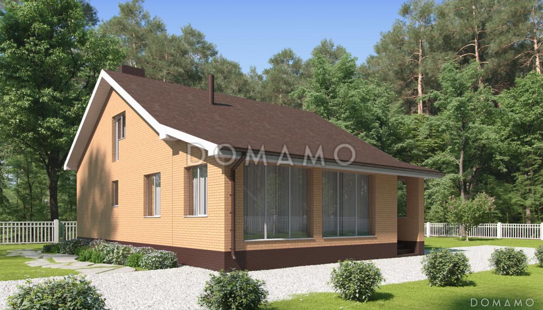 Проект загородного дома с верандой, изолированной кухней, санузлом с окном / 2