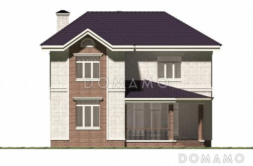 Проект углового коттеджа из СИП панелей с большой террасой / Фасад 4