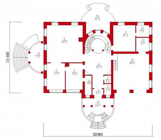 Проект дома с сауной / План 1 этажа
