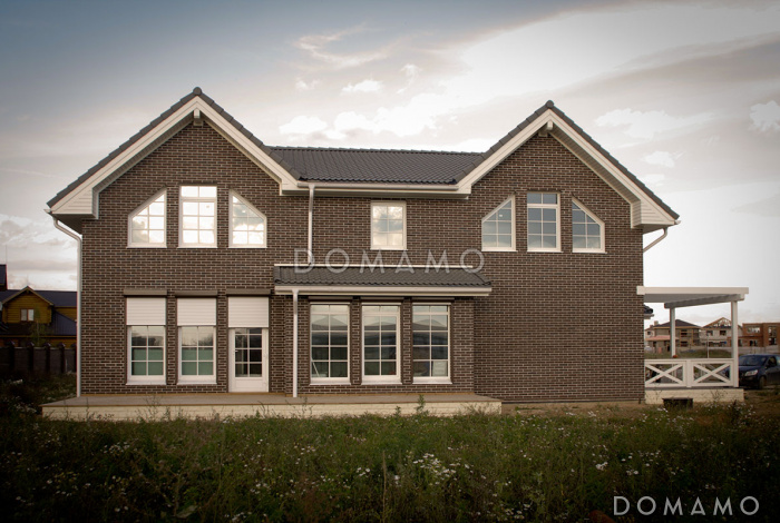 Проект кирпичного дома с открытой террасой