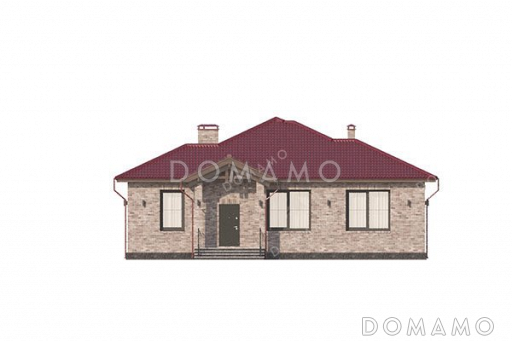 Проект одноэтажного дома с просторным холлом и террасой / Фасад 2