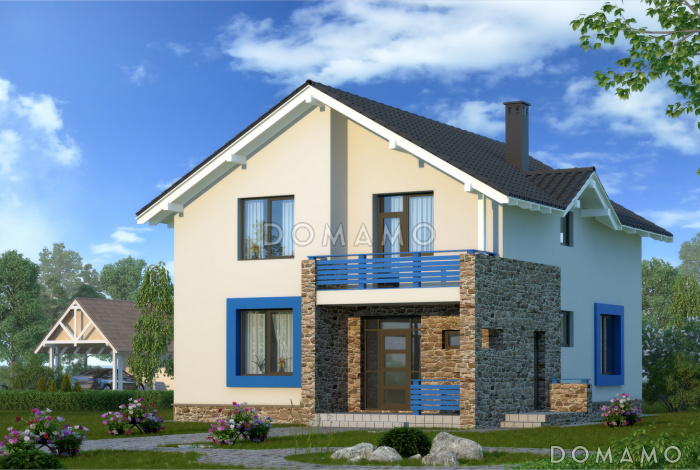 Проект лаконичного коттеджа с массивной каменной стеной крыльца Проект лаконичного коттеджа с массивной каменной стеной крыльца