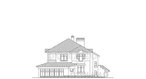 Проект стильного дома из пенобетона с бассейном и зимним садом на первом этаже / Фасад 2