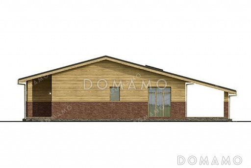 Проект одноэтажного дома с просторной гостиной и террасой / Фасад 1