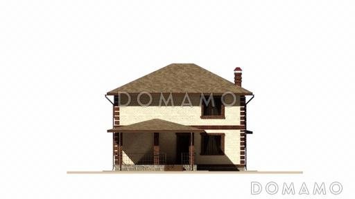 Проект компактного двухэтажного дома с 4 спальнями и крытой террасой / Фасад 4
