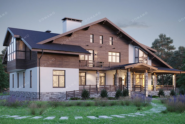 Проект дома с сауной, бассейном и зимним садом