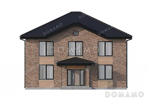 Проект двухэтажного дома, облицованного кирпичом, с 5 спальнями и террасой / Фасад 3