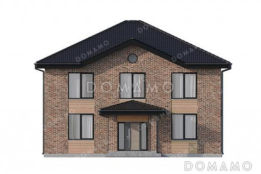 Проект двухэтажного дома, облицованного кирпичом, с 5 спальнями и террасой / Фасад 3