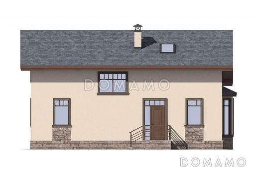 Проект газобетонного дома с открытой дневной зоной первого этажа / Входной фасад