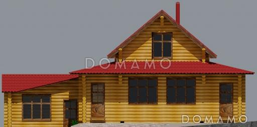 Проект бани с бассейном и жилой комнатой / Фасад 1