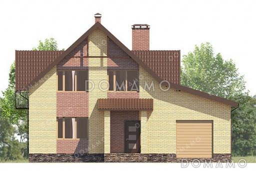 Проект дома с тремя спальнями, гаражом на один автомобиль и мастерской / Фасад 1