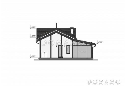 Проект современной бани с просторной гостиной и большой террасой S-93 / Фасад 4